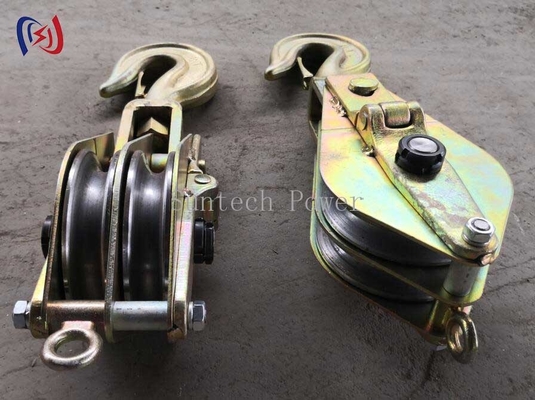 Transmission Lines Dual Sheave Hoisting Knots Iron Lifting Block And Tackle