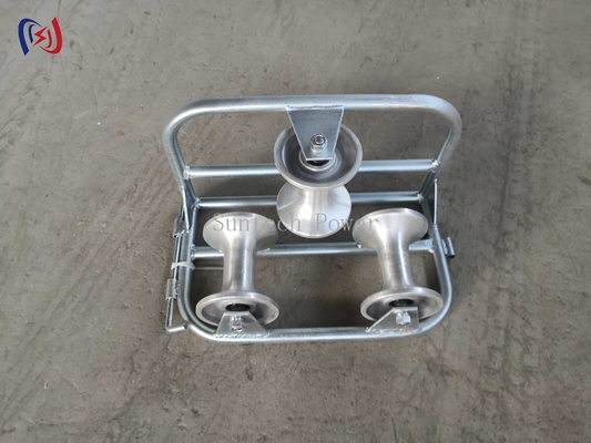 Corner Ground Cable Roller Tri-Sheave Cable Roller Pulley For Tranmission Line