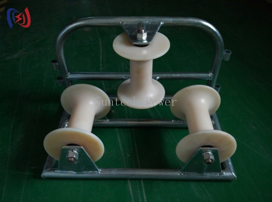 Corner Ground Cable Roller Tri-Sheave Cable Roller Pulley For Tranmission Line
